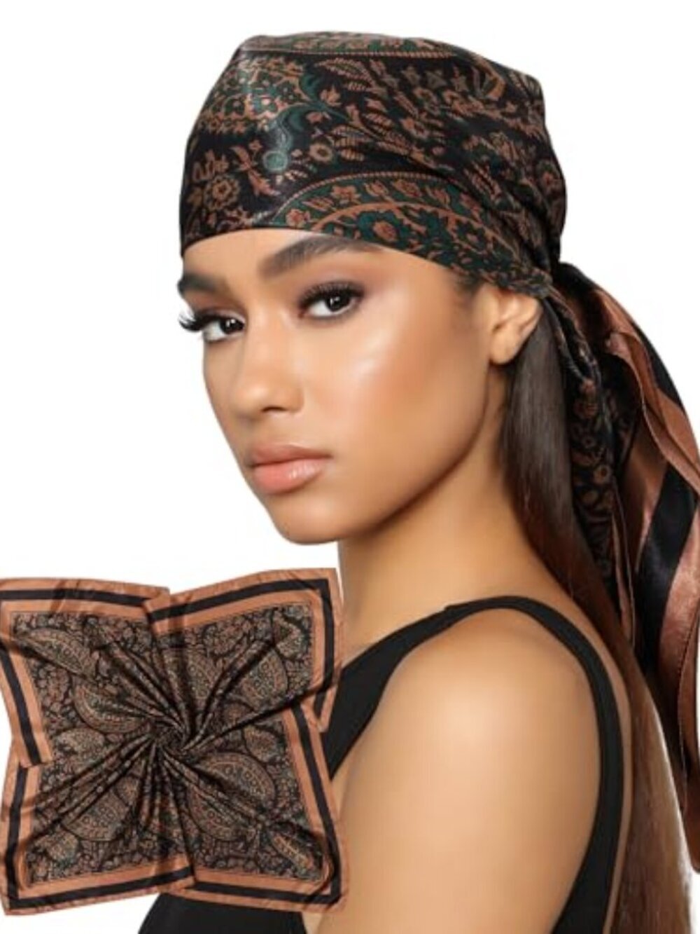 🆕 35” Satin Head Scarf for Women Silk Scarf for Hair Scarfs Satin Hair Bandana
